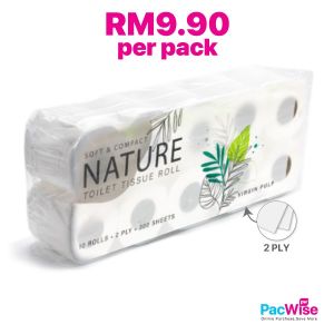 Toilet Roll/Nature/Gulung Tisu Tandas/2 Ply Tissue Paper/Virgin Pulp (10 Rolls x 300 Sheets)