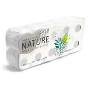 Toilet Roll/Nature/Gulung Tisu Tandas/2 Ply Tissue Paper/Virgin Pulp (10 Rolls x 300 Sheets)