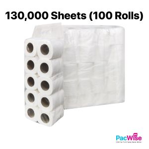 Toilet Roll/Gulung Tisu/2 Ply Tissue Paper/Virgin Pulp (100 Rolls x 130000 Sheets)