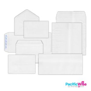 White Envelope/Sampul Surat Putih/Tiada-Tetingkap/Non-Window Envelope/Peal & Seal (Various Size)