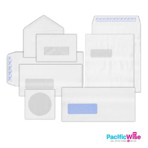 White Envelope/Sampul Surat Putih/Tetingkap/Window Envelope/CD Envelope/Peal & Seal (Various Size)